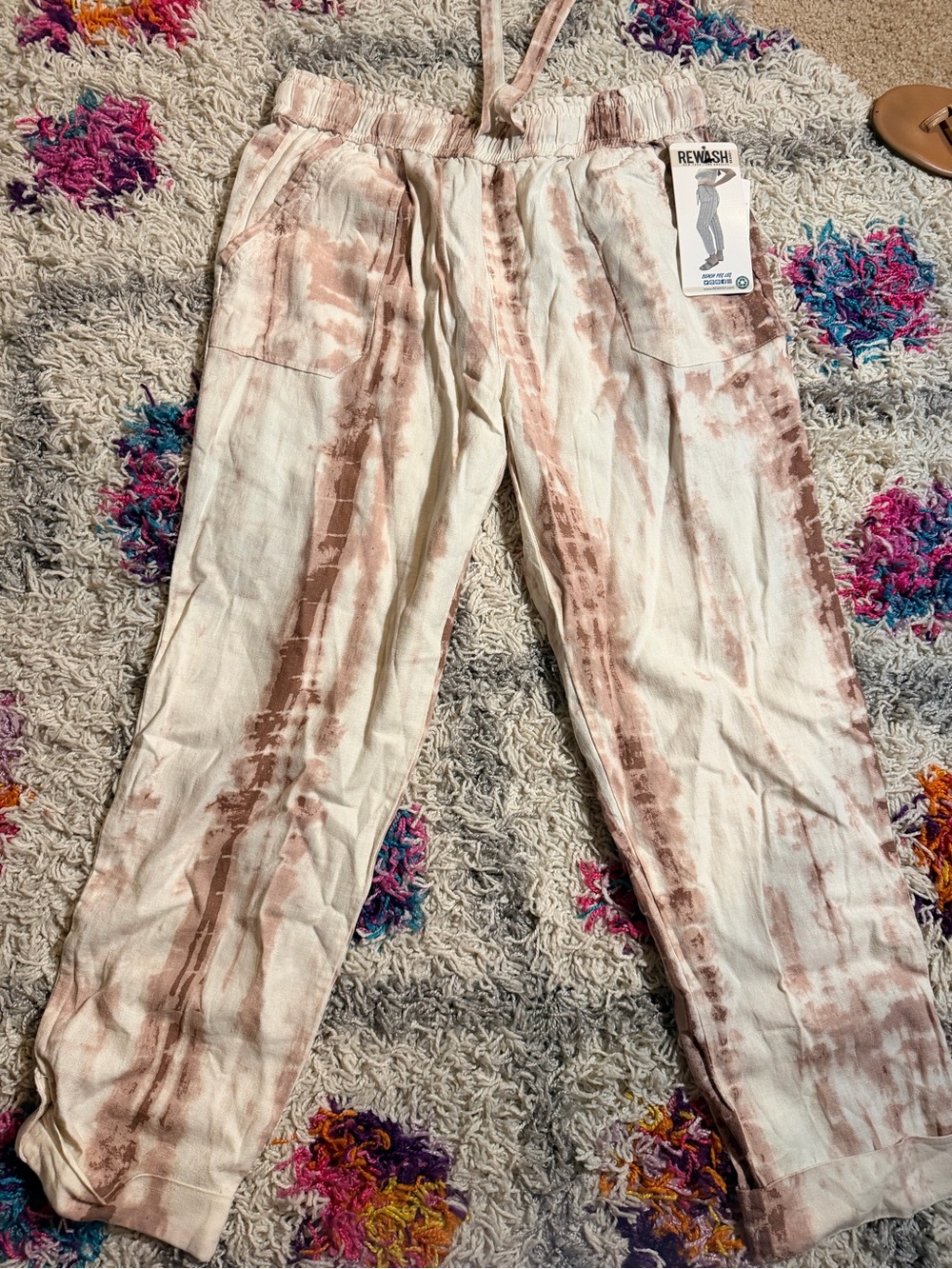 Rewash Tie-Dye Pants - Pink/White